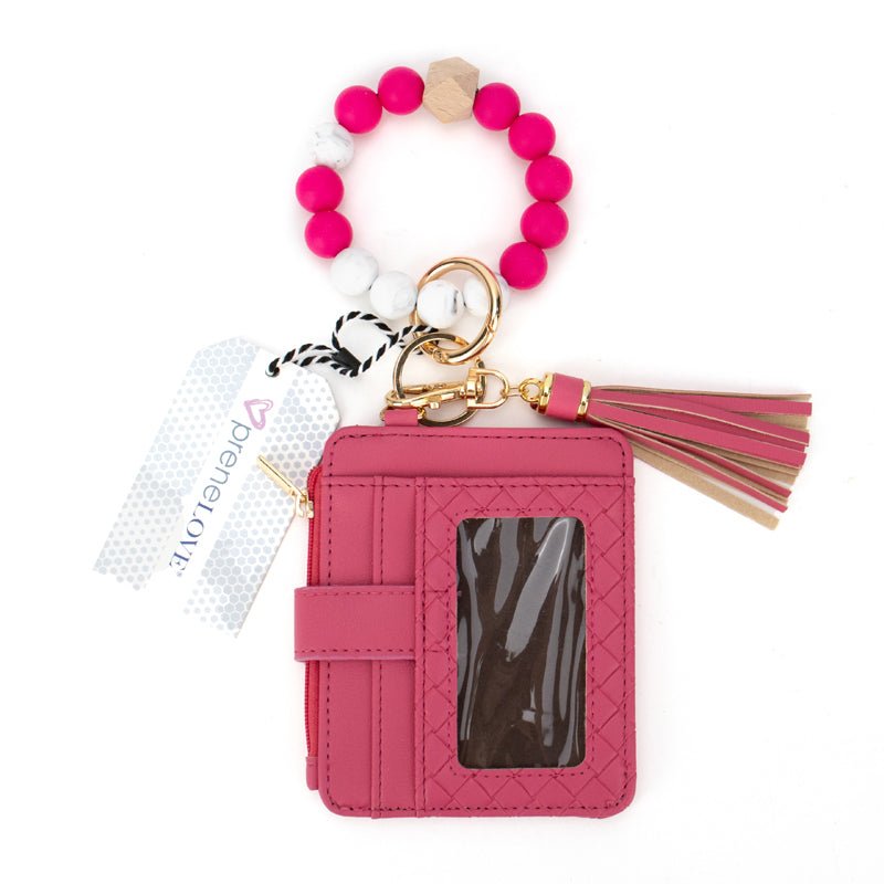 Calgary Vegan Leather Bracelet Card Case - Hot Pink Weave