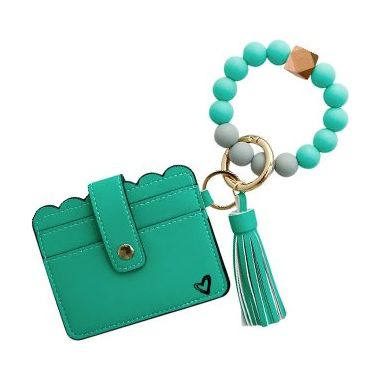 Calgary Vegan Leather Bracelet Card Case - Kelly Green Scalloped