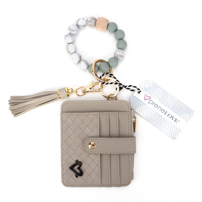 Calgary Vegan Leather Bracelet Card Case - Khaki Weave