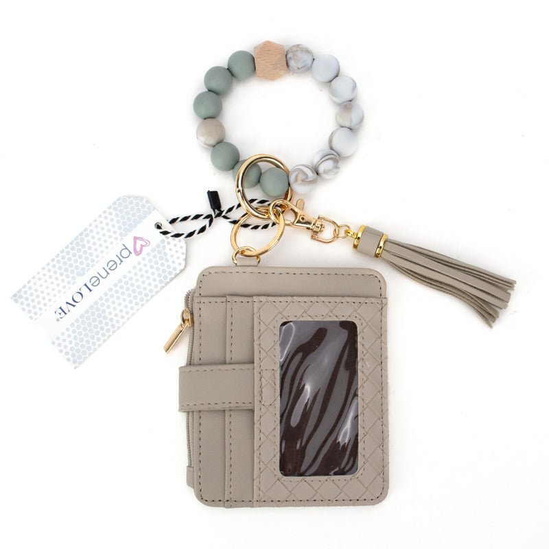 Calgary Vegan Leather Bracelet Card Case - Khaki Weave
