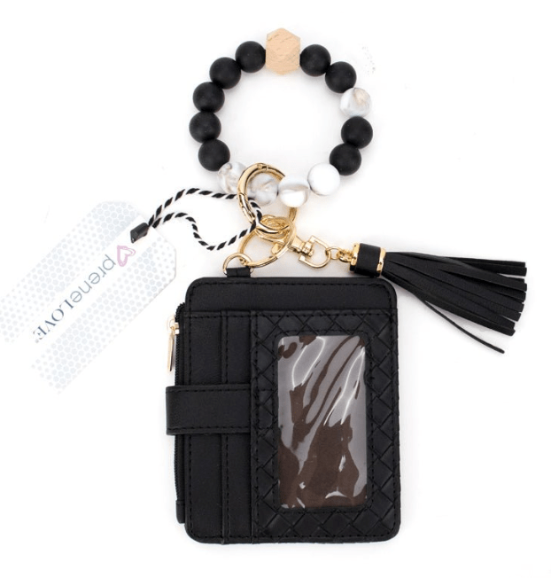 Calgary Vegan Leather Bracelet Card Case - Black Weave