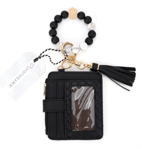 Calgary Vegan Leather Bracelet Card Case - Black Weave