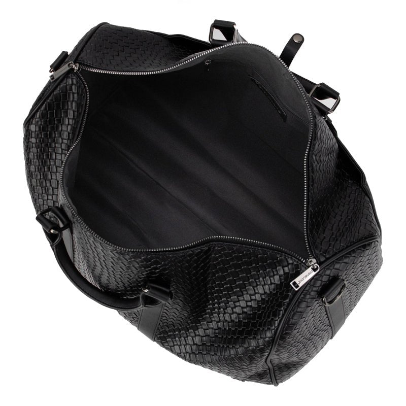 Brock Vegan Leather Woven Duffle Bag - Black